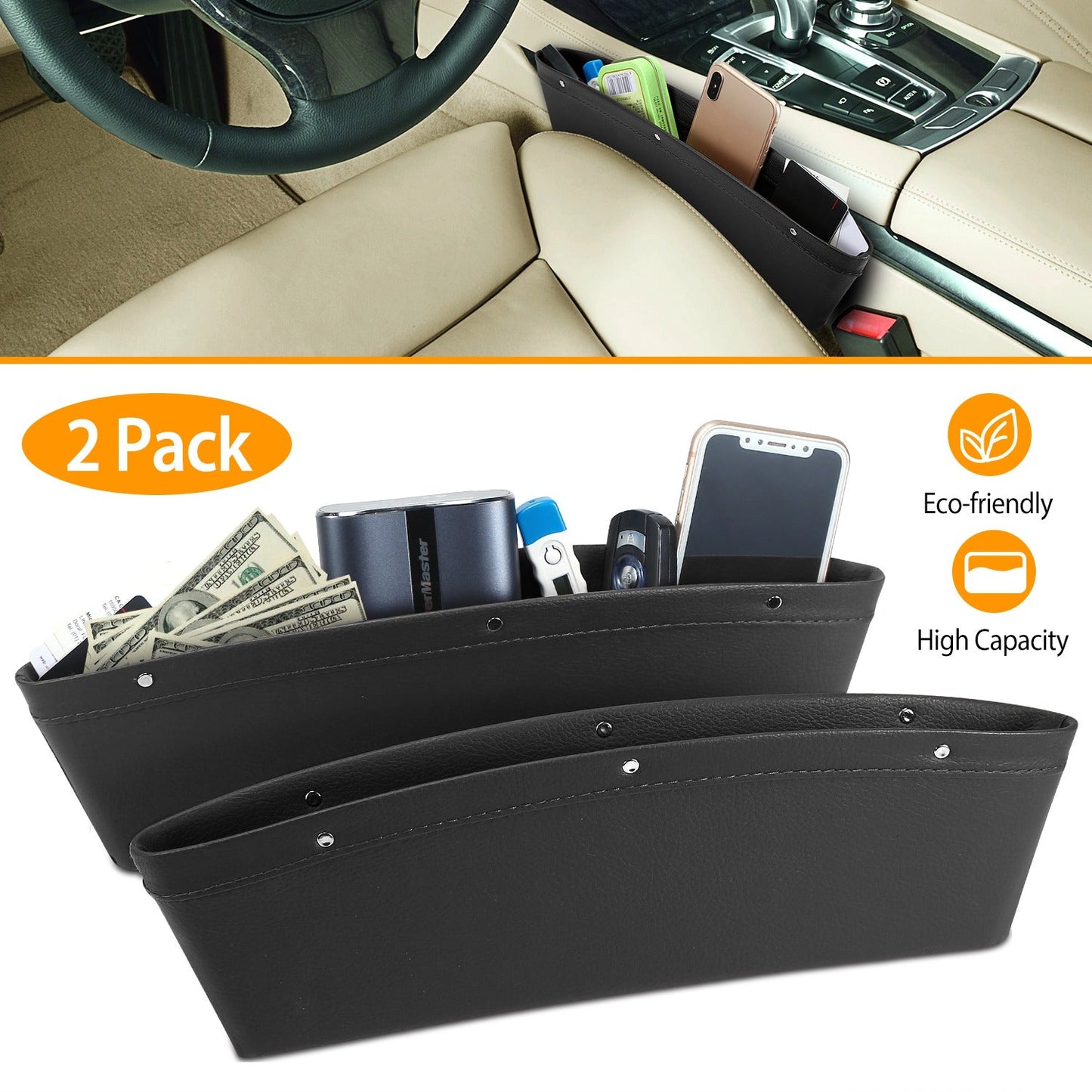 2-Pack Deluxe Seat-Wedge Organizer
