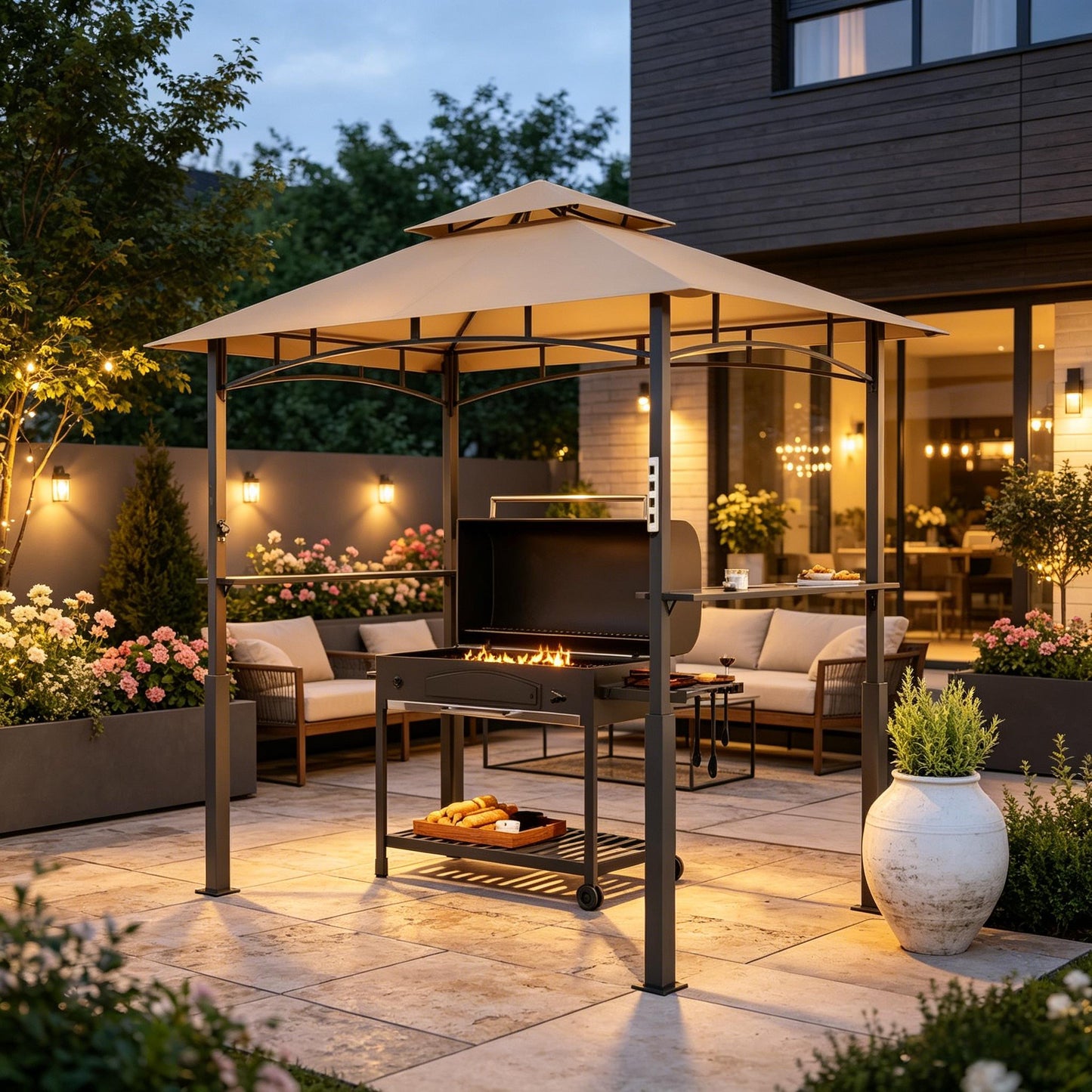 Double-Tiered Barbecue Gazebo Shelter