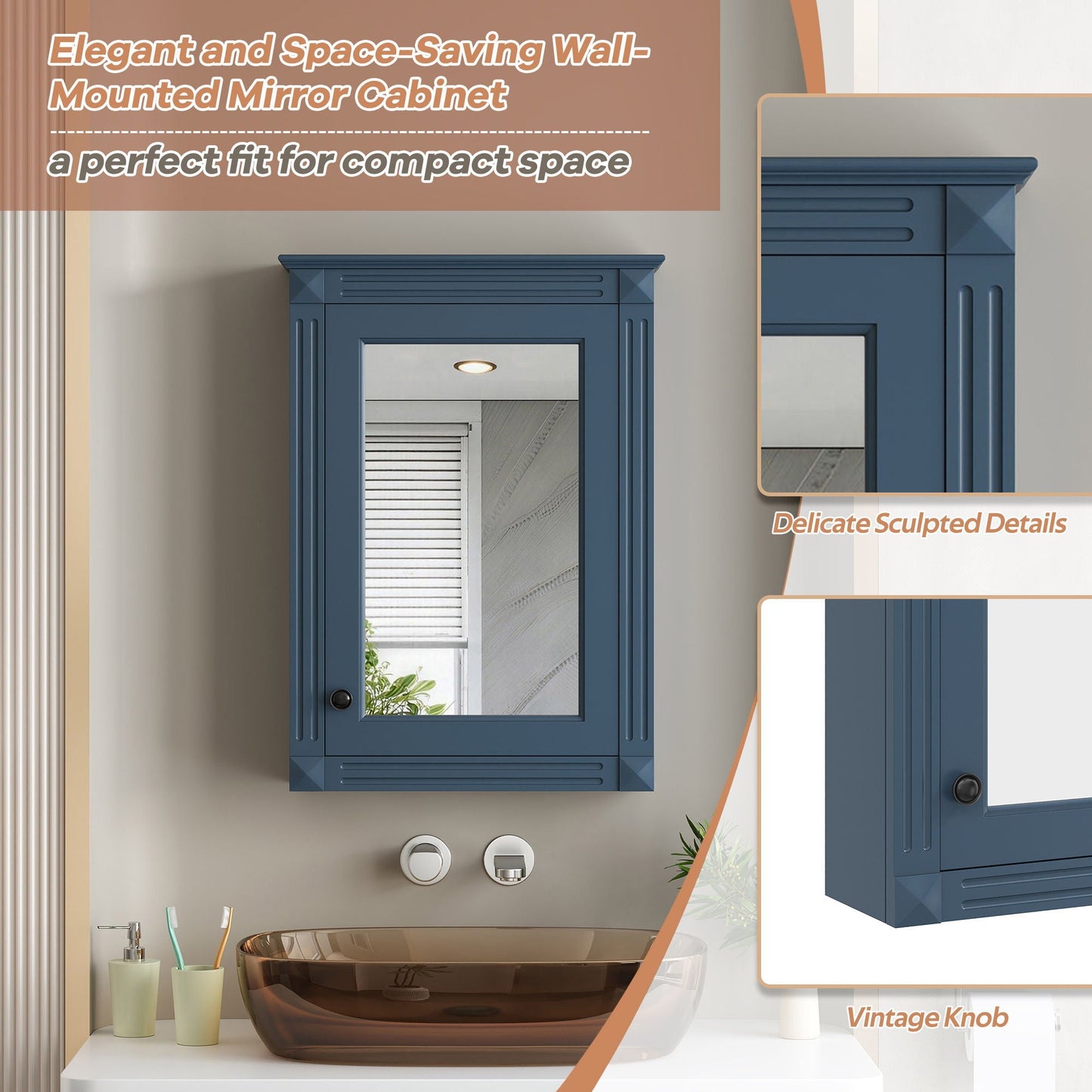 Wall Mounted Bathroom Storage Medicine Cabinet For Over Toilet With Mirror