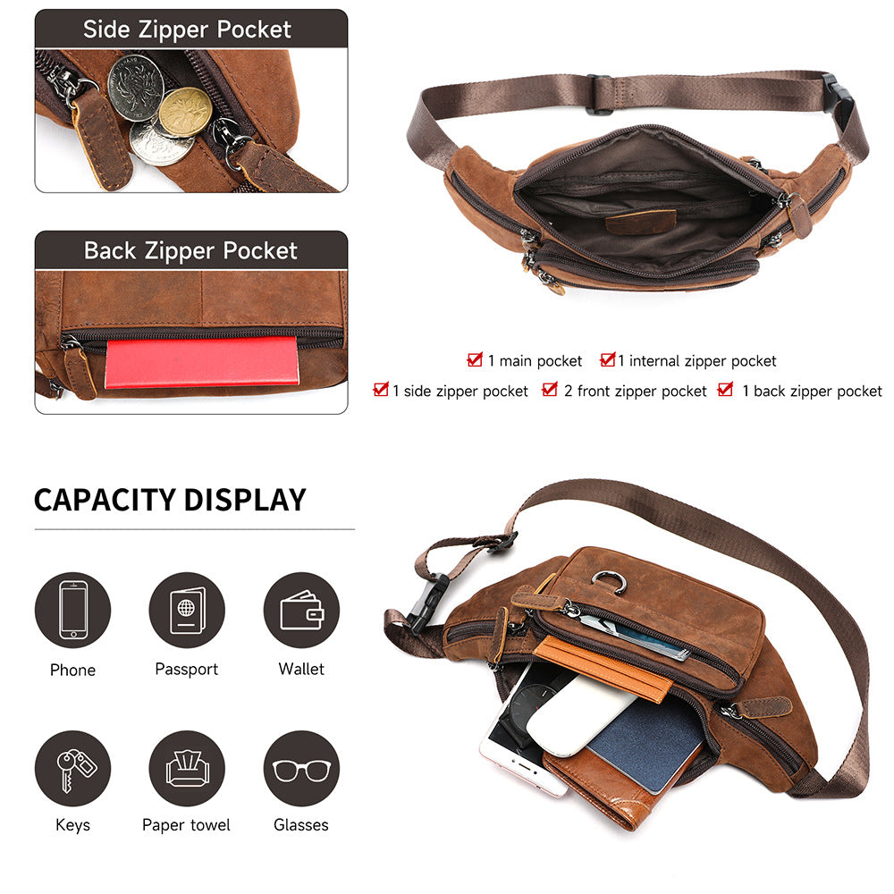 Multifunctional Mens ShoulderCrossbody Waist Bag