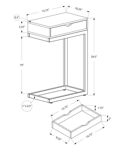 Accent Table, C - Shaped, Modern - Brown