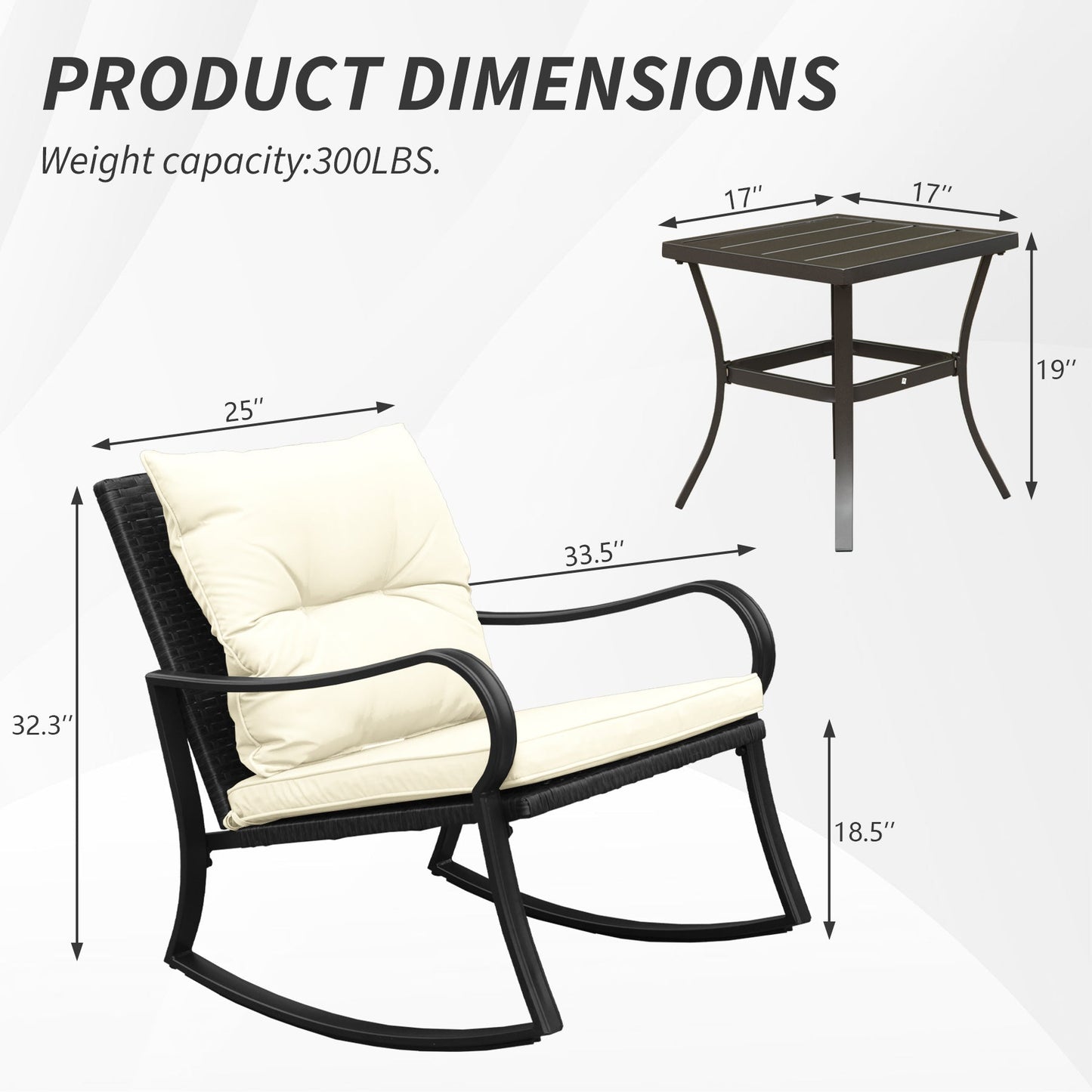 Metal 2 - Person Outdoor Patio Rocking Seating Group with Cushions