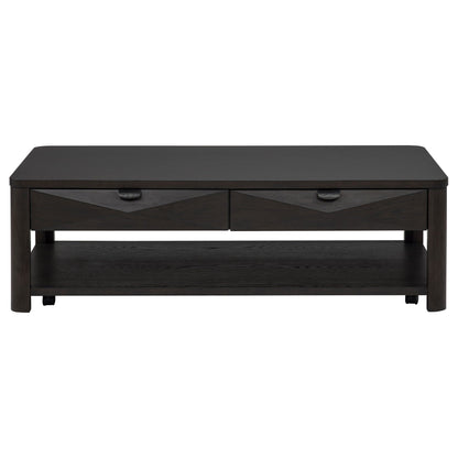 Marcelo Wood Coffee Table with 2 Drawers and Shelf Coffee