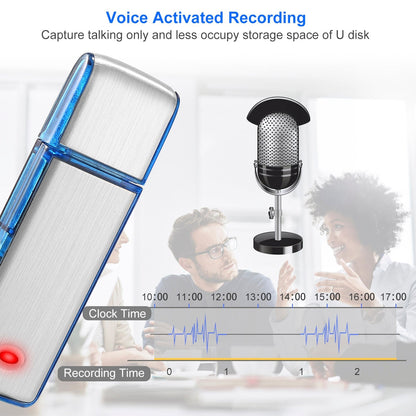 Mini Voice Recorder 16GB Digital Sound Audio Activated Recorder USB Flash Drive Disk w/ 192Hrs Recording U Disk Recorder For Meeting Lectures