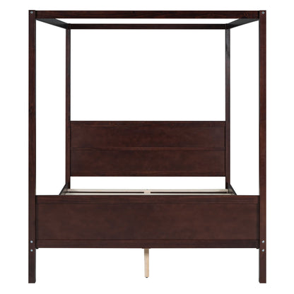 Canopy Platform Bed With Headboard And Footboard, Slat Support Leg