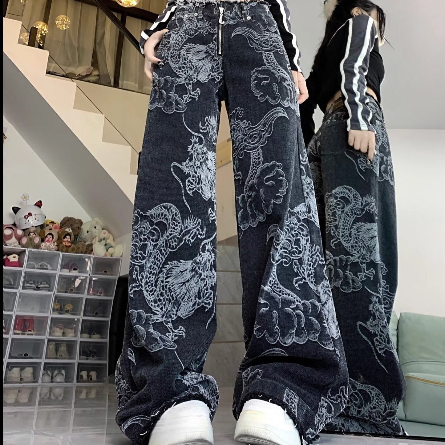 American-style Streetwear Retro Machete Jeans