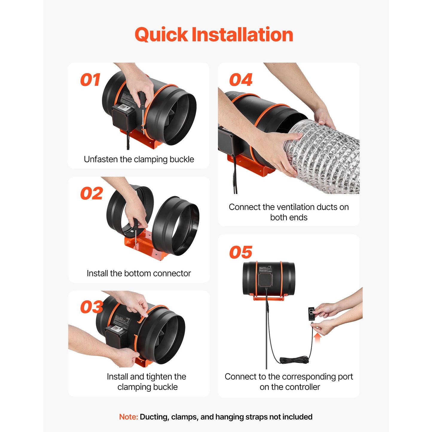 Inline Duct Fan 807 CFM 8 Inch EC Motor Ventilation Fan