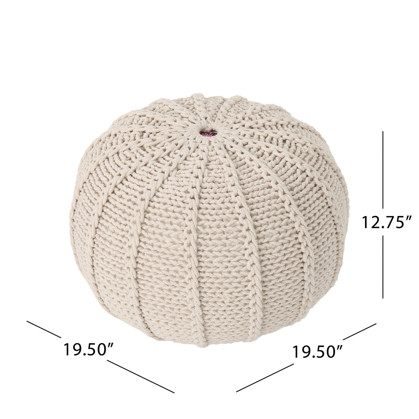 Bordeaux Knitted Round Pouf Ottoman And Floor Cushion