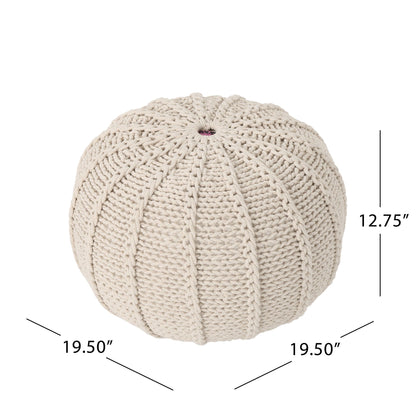 Bordeaux Knitted Round Pouf Ottoman And Floor Cushion