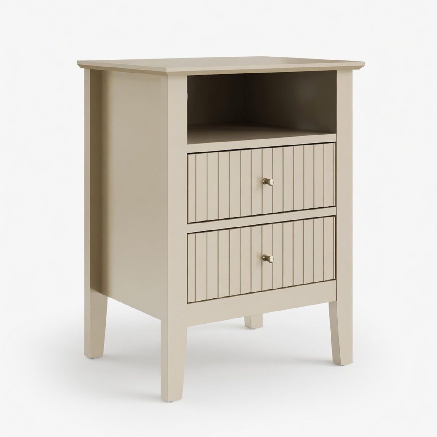 Fluted Nightstand With 2 Drawers