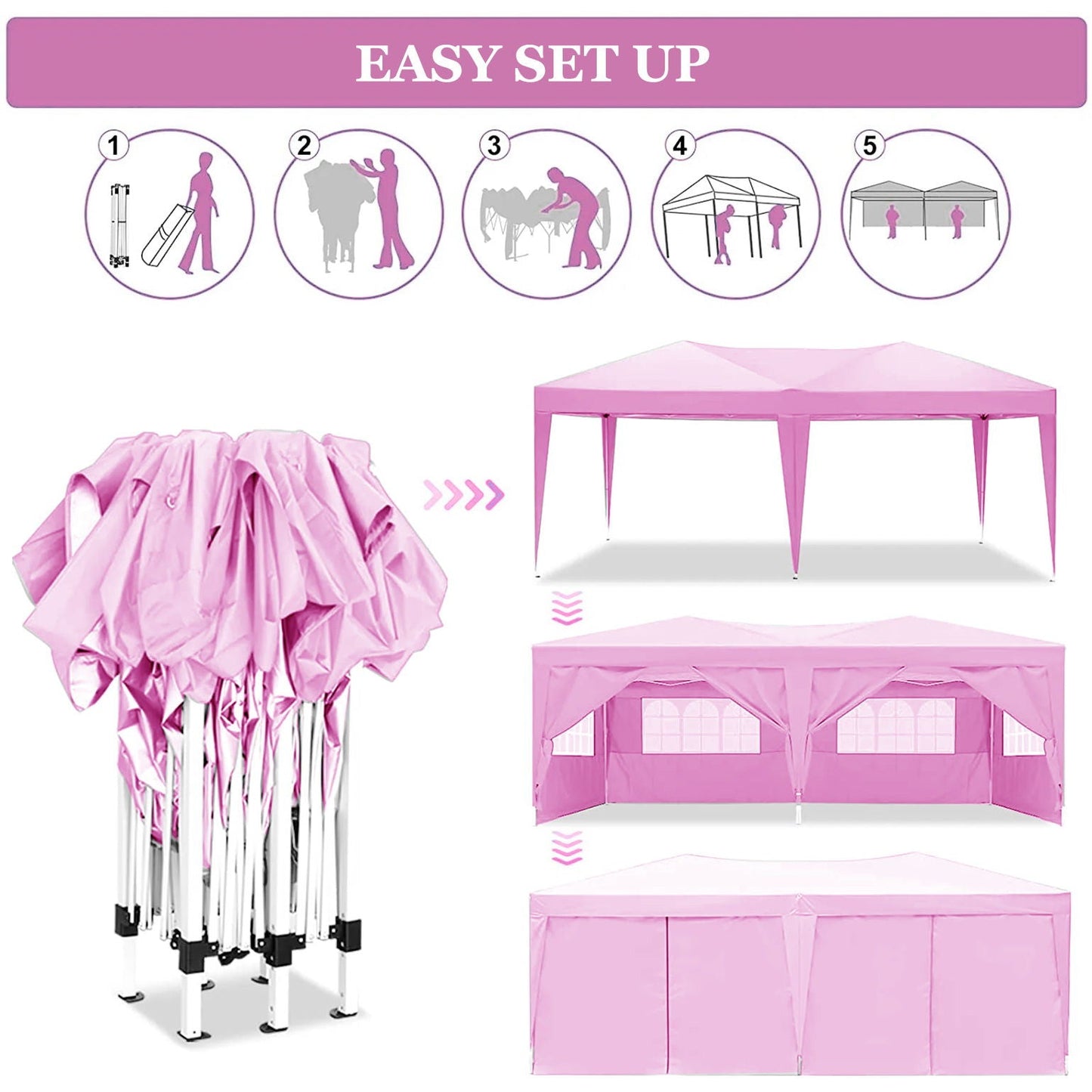 10'x20' EZ Pop Up Canopy Outdoor Portable Party Folding Tent with 6 Removable Sidewalls