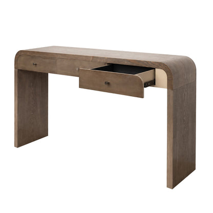 Dark Table with 3-Drawer Storage