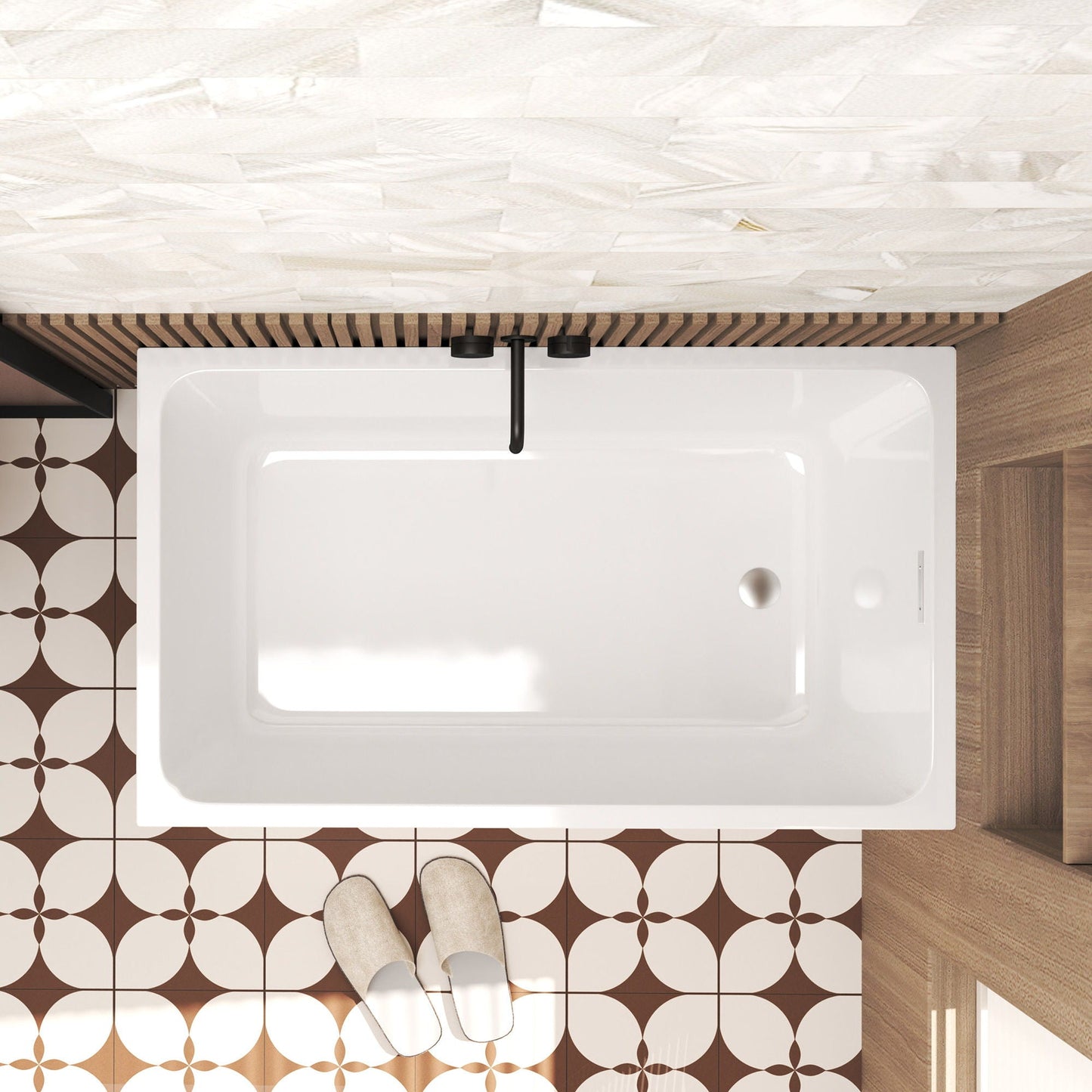 Freestanding Bathtub With Drain, Rectangular Shape