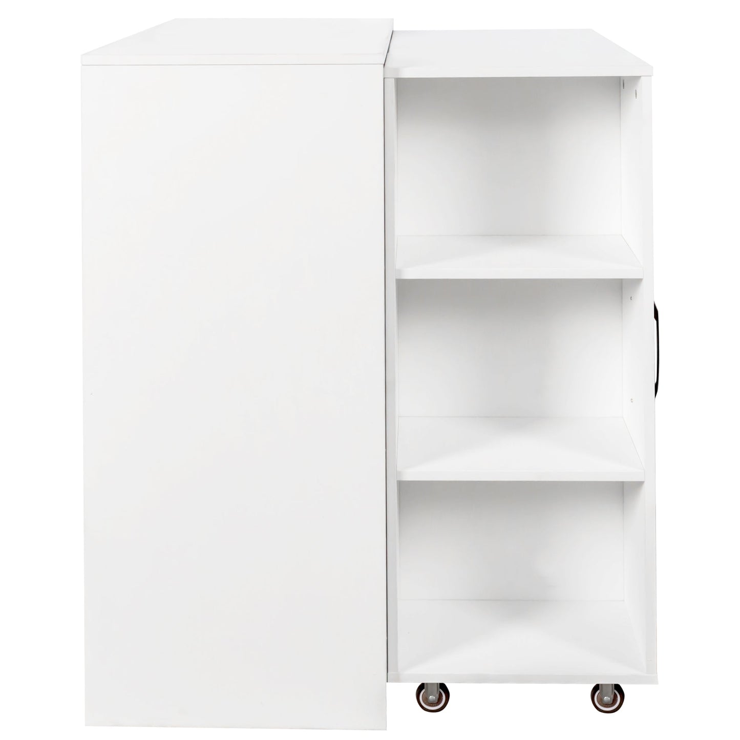 3 Tier Bookcase with Three Pulled Out Doors and Wheels