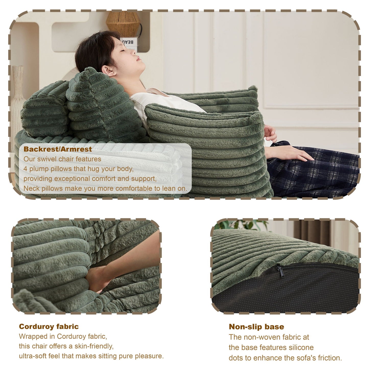 Modern Single Sofa With Backrest Pillow For Living Room