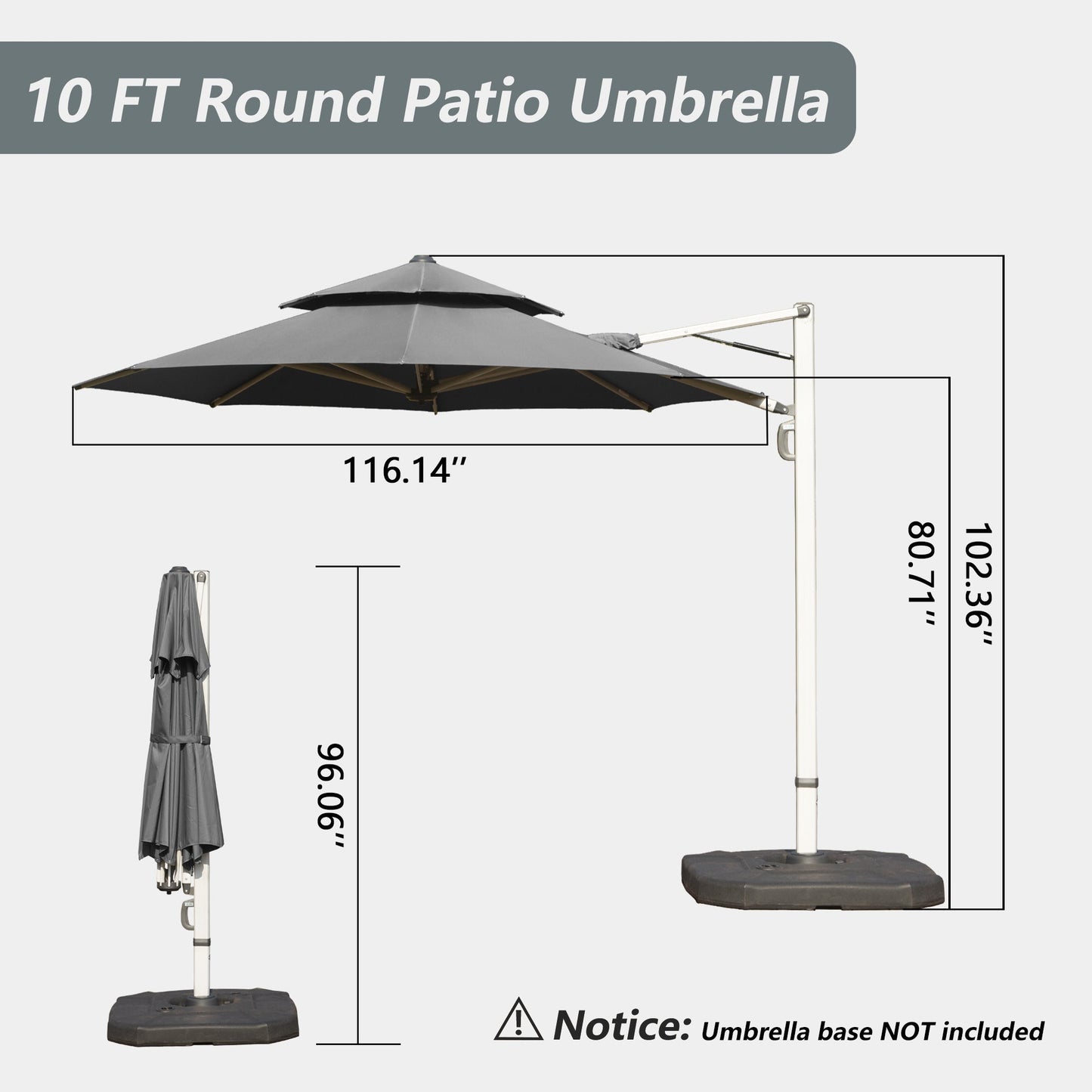 Round Cantilever Umbrella with Center Pole