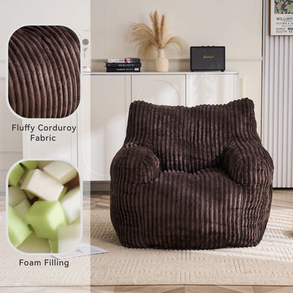 Soft Fluffy Corduroy Fabric Bean Bag Chair Filled With Memory Sponge