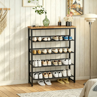 Industrial Shoe Rack with 4 Mesh Shelves