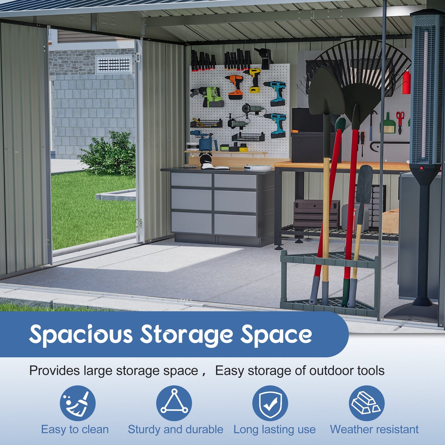 10x10 FT Large Outdoor Metal Storage Shed