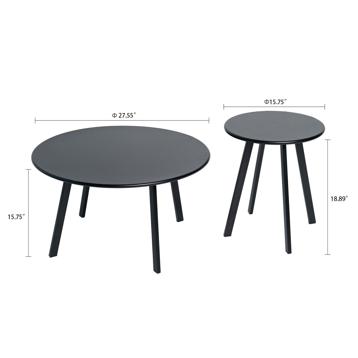 2-Piece Round Nesting Coffee Table Set, Modern