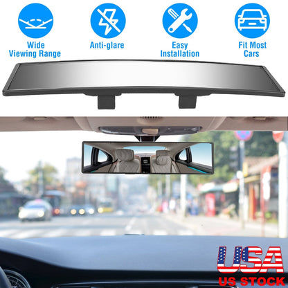 Car Rearview Mirror 11.4in Interior Clip-on Curve Convex Panoramic Anti-glare Rear View Mirrors with Wide Viewing Range for Cars SUVs Trucks Vehicles