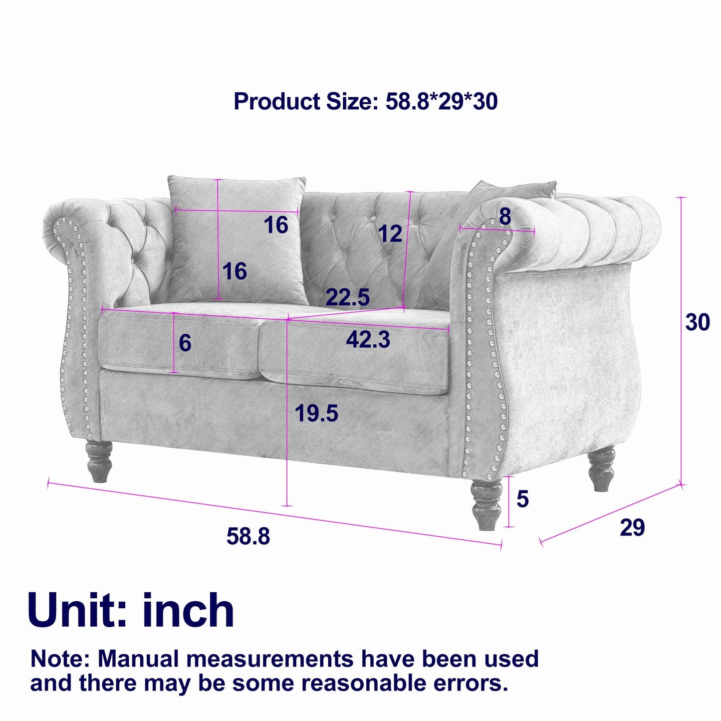 Chesterfield Sofa With Rolled Arms And Nailhead Trim