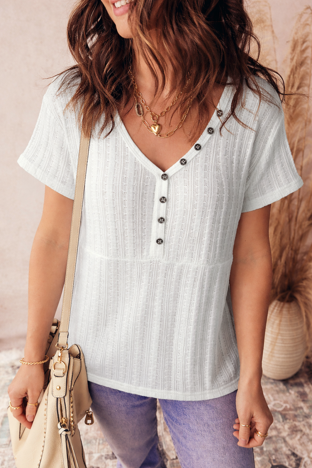 Frankie Raw Seam Henley Tee