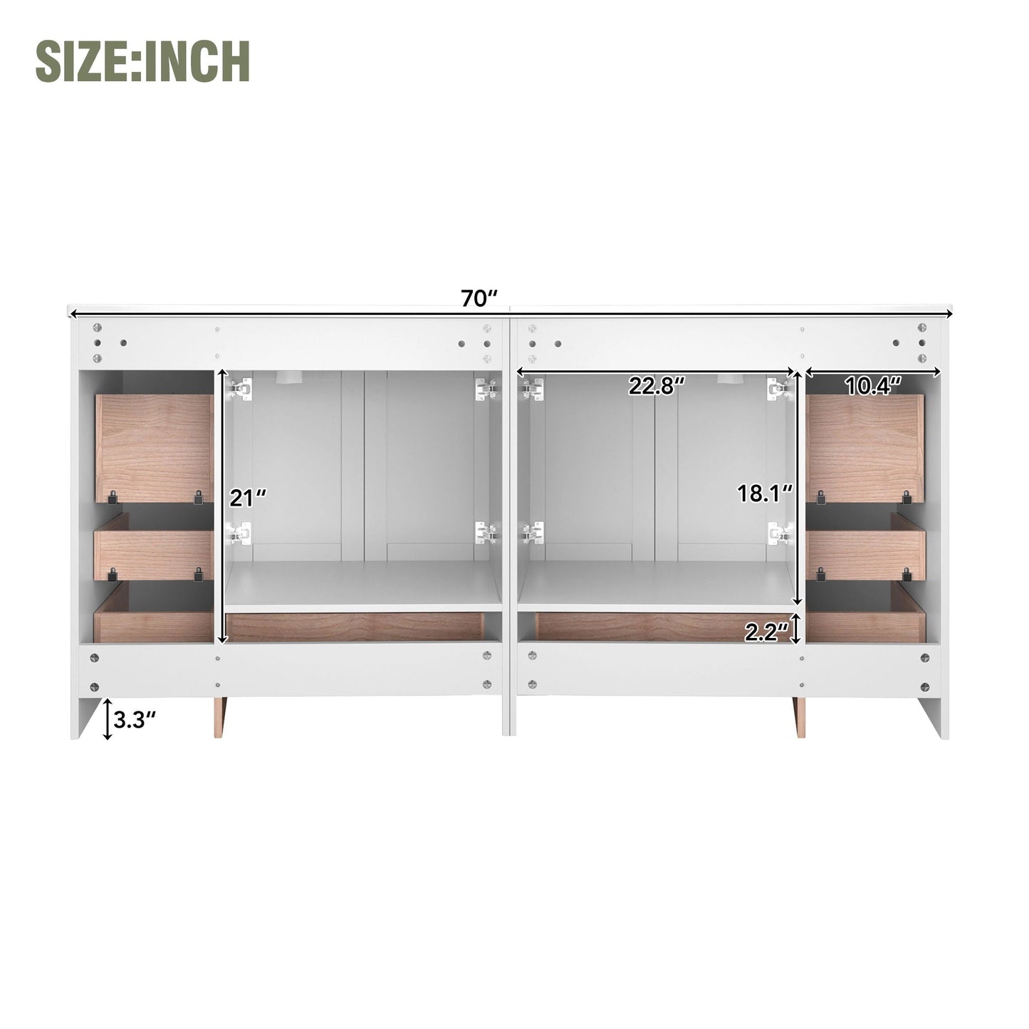 Shaker Free Standing Bathroom Vanity Cabinet & Sink, Soft Close Drawers, Soft Close Doors