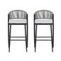 Outdoor Bar Height Metal Frame Counter Stools with Scallop-Shaped Backrest & Water-Resistant Cushions