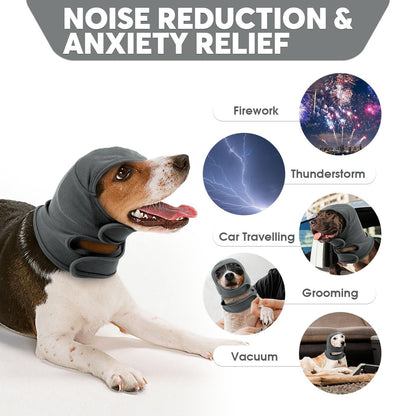 Calming Hoodie Dog Ear Covers-No Shake Hematomas Ear Wraps For Dogs, Adjustable Head Wrap Muffs Noise Cancelling Protector, Anxiety Relief, Fireworks & Grooming Bathing