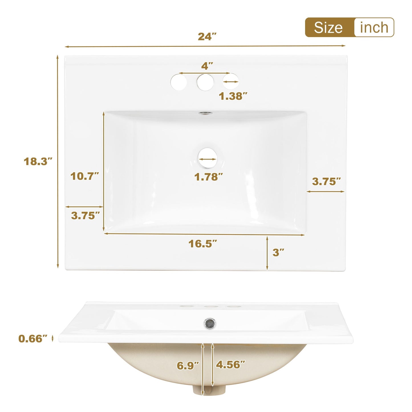 Bathroom Vanity, Modern Bathroom Cabinet With Sink Combo Set, Bathroom Storage Cabinet With A Soft Closing Door And 3 Drawers, Solid Wood Frame