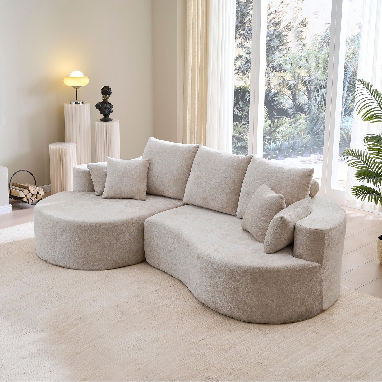 2 Piece Fabric Cloud Curved Sectional Sofa With Chaise