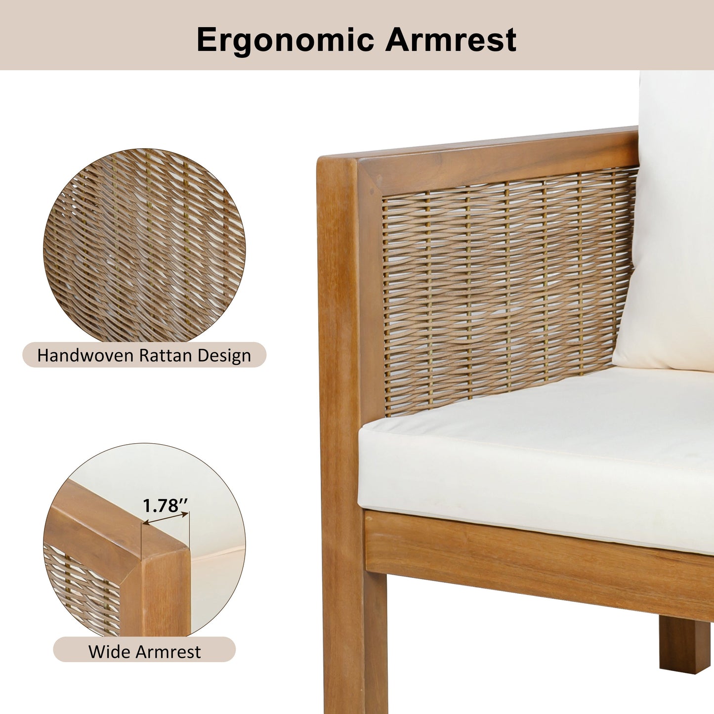 4 Pieces Patio Sofa Set - Outdoor Seating Group for 5