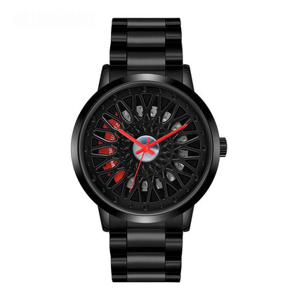 Hollowed-out Wheel Watch Waterproof Steel Band Business Style For Teenagers