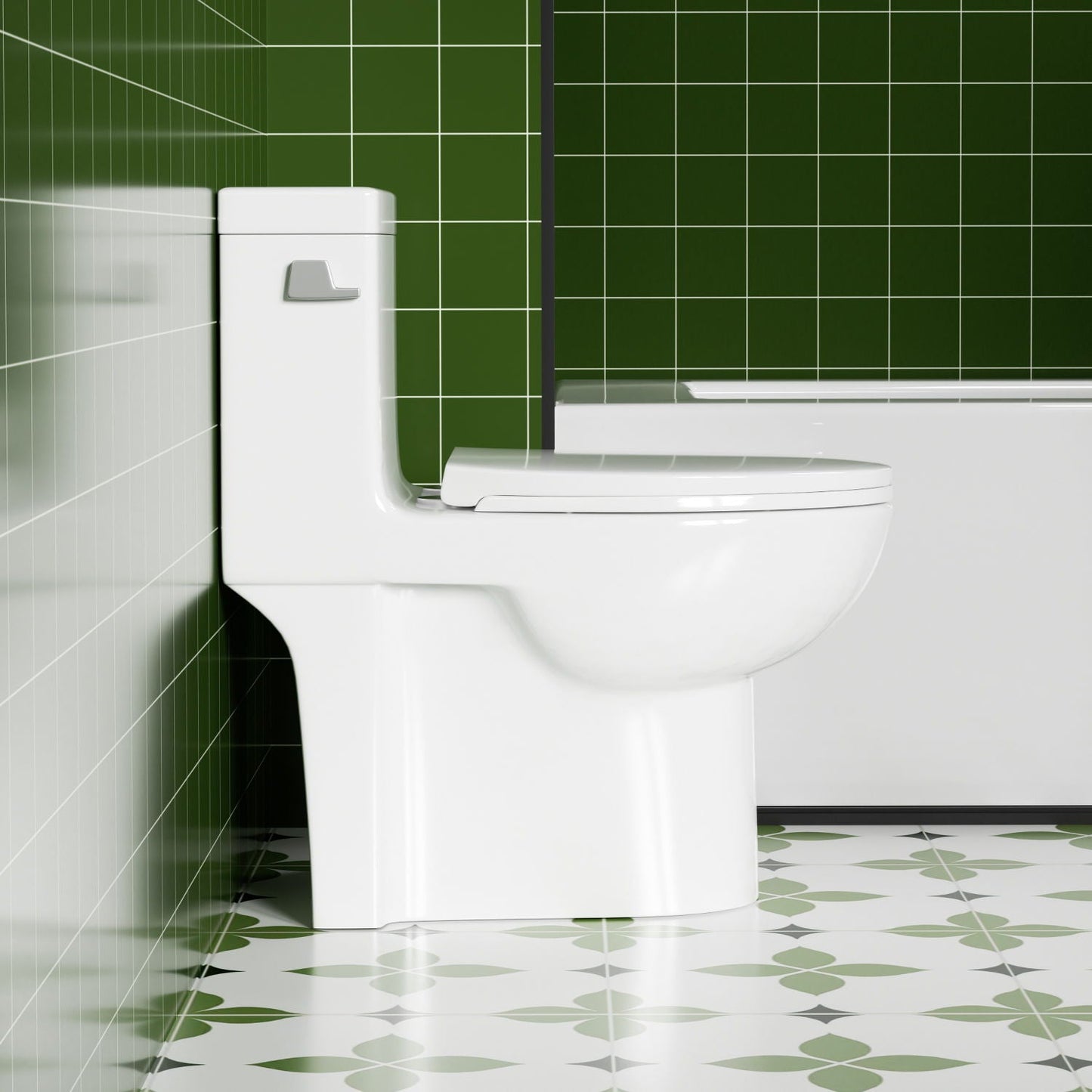 Gloss Tornado Flush 1 Piece Elongated Toilet With Siphonic Side Press, ADA Comfort Chair Height - Gloss White