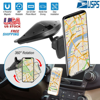 Car Phone Holder CD Slot Phone Mount Stand 360¡ Rotatable Magnetic Smartphone GPS Hands-free Driving Holder For iPhone XS/XS Max/Samsung Galaxy S11/S1