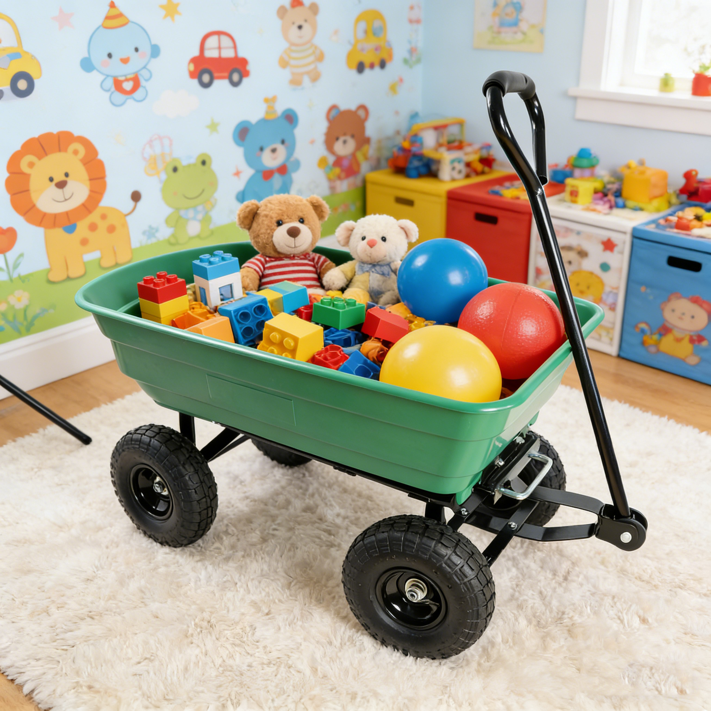 Folding Poly Garden Dump Truck with Steel Frame and Pneumatic Tires