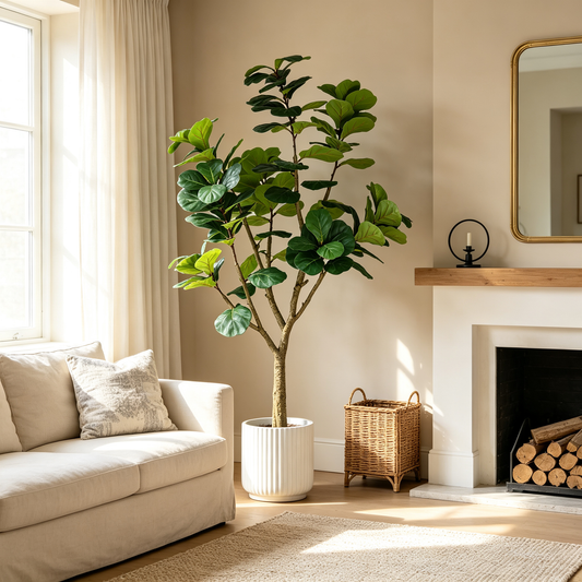 7FT Artificial Fiddle Leaf Fig Tree, Realistic Faux Potted Plant