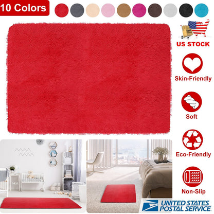 Fluffy Bedroom Rug 4Õ x 2.6Õ Anti-Skid Shaggy Area Rug Decorative Floor Carpet Mat for Nursery Bedroom Living Room