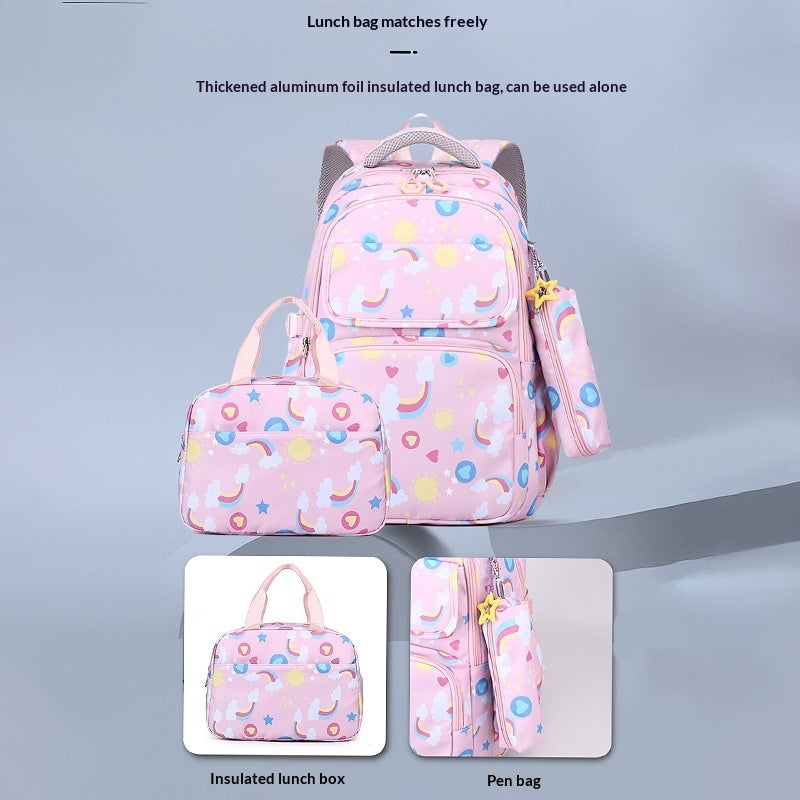 Back-protecting Large-capacity Three-piece Student School Bag Set