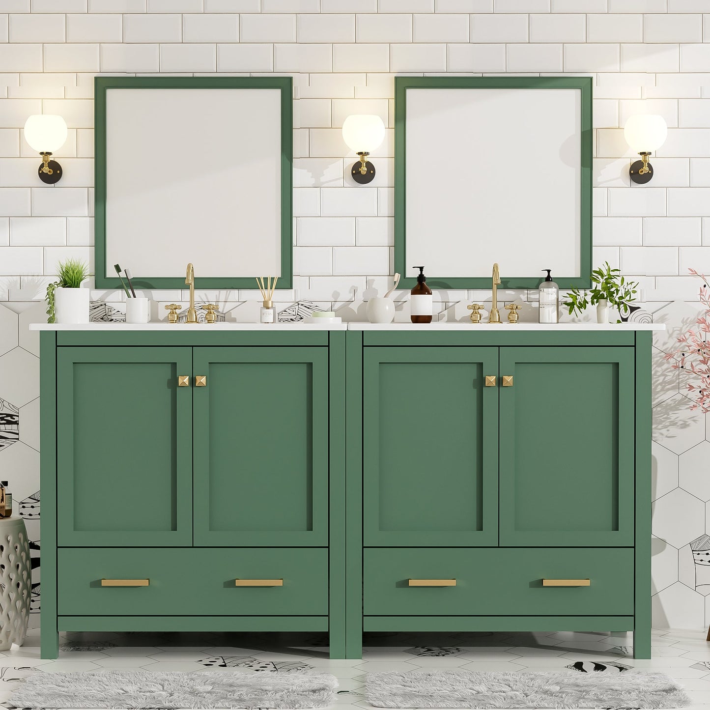 60" White Bathroom Vanity Set