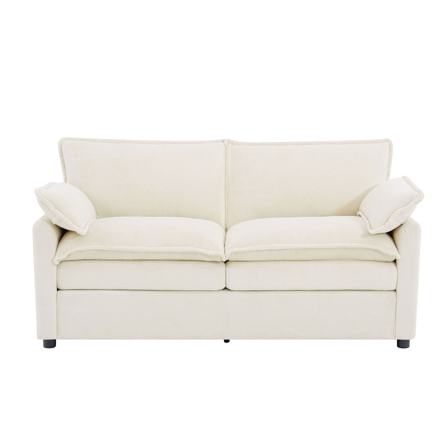 Modern Loveseat Sofa, Upholstered Couch With Side Storage Pockets