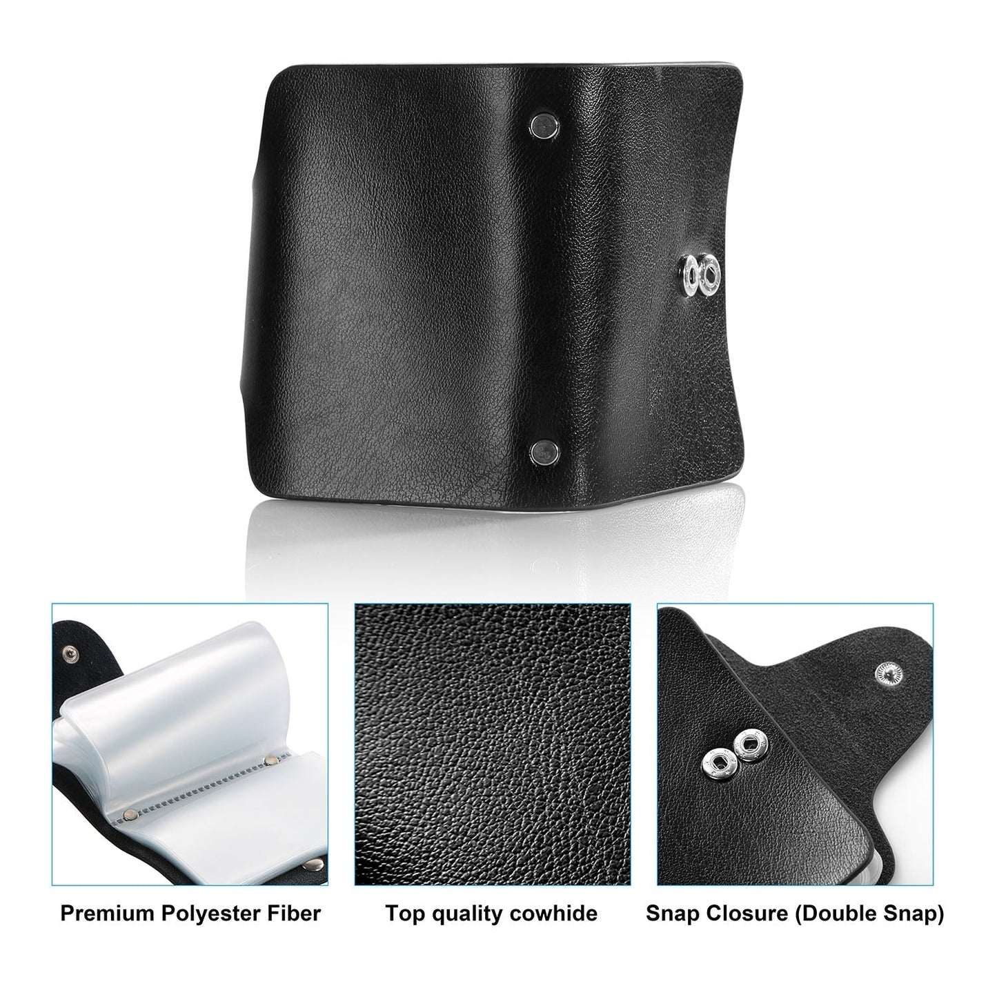 Credit Card Holder Card Organizer Pouch PU Leather Case Snap Closure with 26Pcs Card Slots