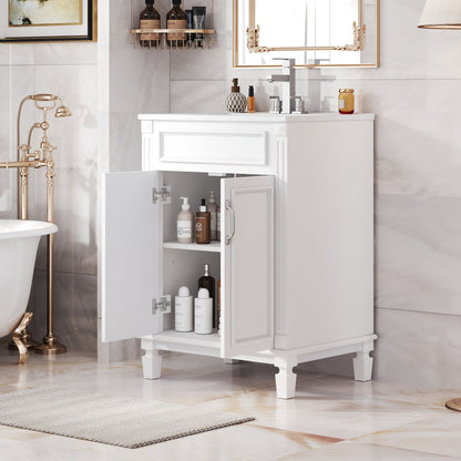 Bathroom Vanity With Top Sink, Cabinet With 2 Soft Closing Doors