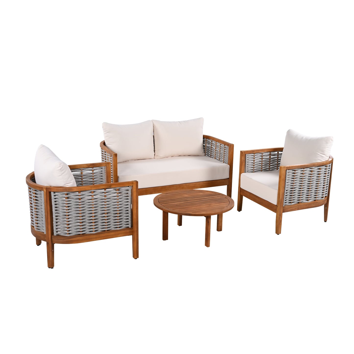 Outdoor Unique Tub Design 4-Seat Sofa Set with Woven Rope