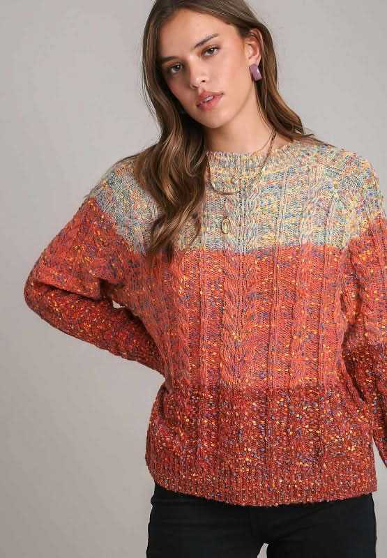 Sweaters Trendsi Cable-Knit Color Block Women's Sweater: Cozy & Stylish Long Sleeve Top