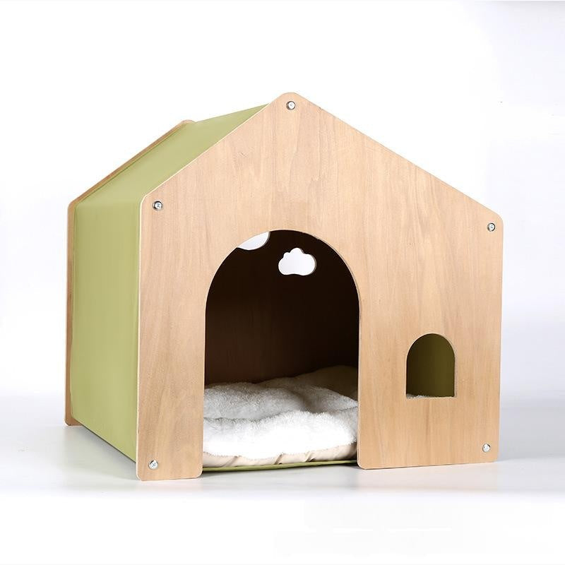 All-season Eco-friendly Solid Wood Pet Furniture, Washable & Breathable Cat Dog Bed