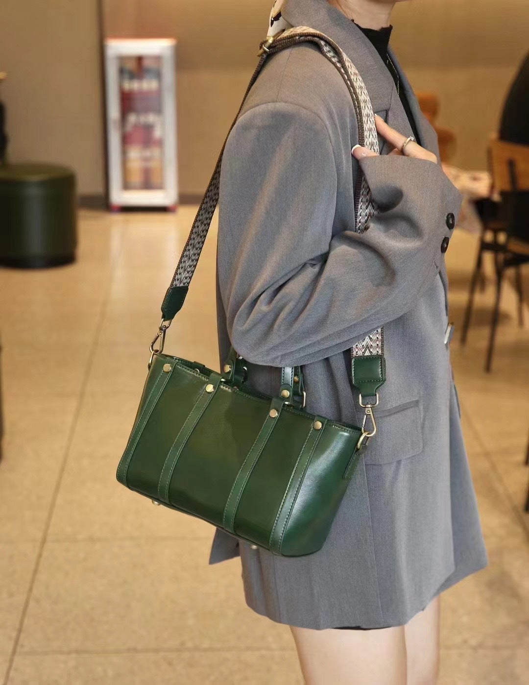 Baidie Leather Women's Bags Cross-Border Customizable New Handbag First Layer Cowhide Large Capacity Shoulder Messenger Tote Bag