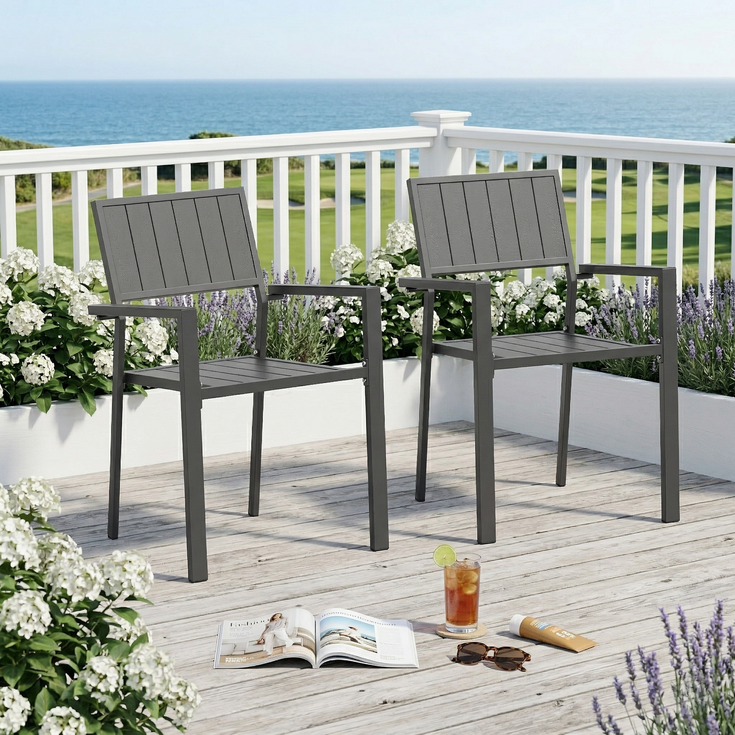 Modern Outdoor Indoor Metal Side Chair - Set of 2