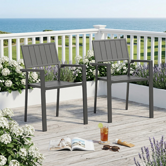 Modern Outdoor Indoor Metal Side Chair - Set of 2
